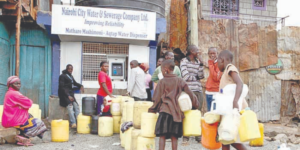 Nairobi residents lining for water. PHOTO/Courtesy.