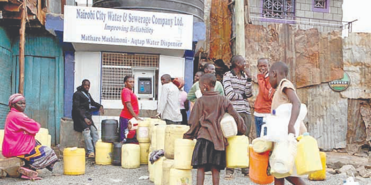 Nairobi residents lining for water. PHOTO/Courtesy.