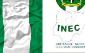A photo collage of Nigeria flag and Independent National Electoral Commission (INEC) logo. PHOTO/Courtesy.