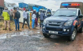 Police vehicle at Salama are in Makueni County along the busy Mombasa–Nairobi highway. PHOTO/UGC.