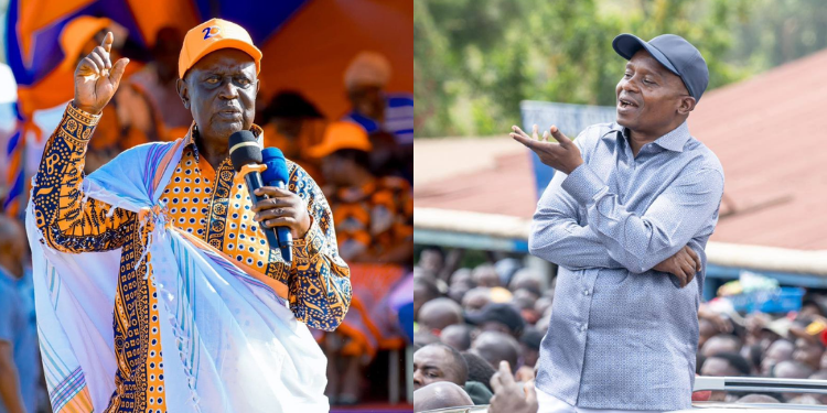 A photo collage of Oburu Oginga and DP Kithure Kindiki. PHOTO/Courtesy.