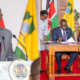 A photo collage of President William Ruto and Prime CS Musalia Mudavadi and Nairobi Governor Johnson Sakaja signing the agreement between the National Government and Nairobi County Government. PHOTO/PCS.