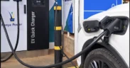 An electric vehicle at an EV charging station in Nairobi. Photo/File