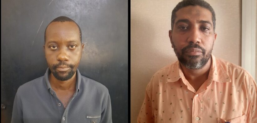 Mohamed Abdulrahman, and Amos Fikiri Ruwa who were arrested by the DCI over Ksh 16 million fraud from a local Sacco. PHOTO/DCI Kenya/X