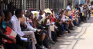 Job seekers wait to hand in their documents at County Hall, Nairobi, on May 26, 2017. File | Nation Media Group