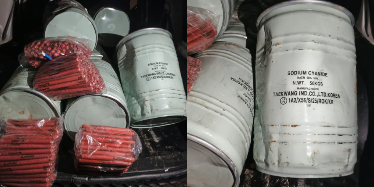 Police officers intercepted chemicals and explosives at the Isebania Border in Kuria West Sub-County. PHOTO/KPS.