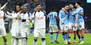 Collage photo of Tottenham Hotspur players and Manchester City players Image/ACC/X