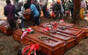 Caskets Bearing the Remains of 10 Street Children Who Died Under Misterious Circumstances. PHOTO/ File
