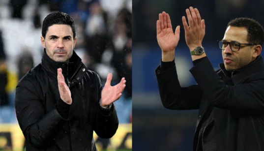Collage photo of Arsenal's manager Mikel Arteta and Chelsea's manager Rosenior PHOTO/ACC/X