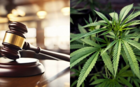 A Photo Collage of A Court Gravel And Cannabis Sativa Plant. PHOTO/ File