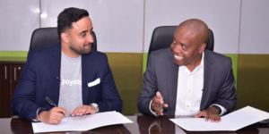 The image shows Pay Stack Chief Technology Officer Vikaran Ubhi and Old Mutual Group Chief Operations Officer Dr Isaac NatokaPHOTO/Old Mutual/Account 