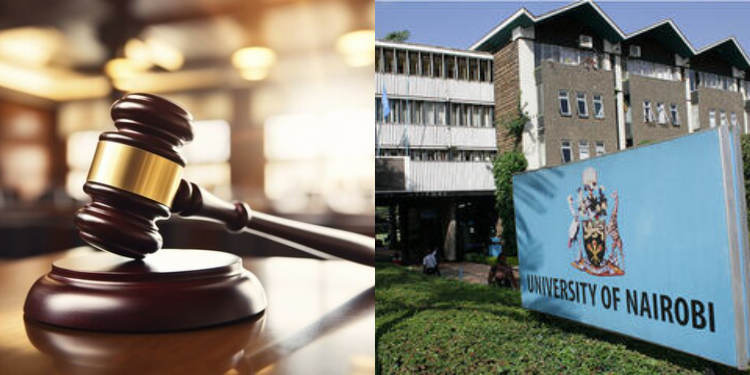 A Photo Collage of A Court Gravel And The University of Nairobi Entrance Building. PHOTO/ File