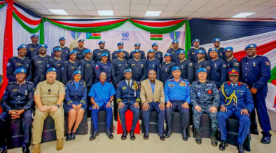 Kenyan police contingent serving under UNMISS together with senior leadership members of the diplomatic community and distinguished guests during peacekeeping awards in South Sudan PHOTO/KPS/X