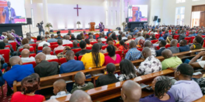 President William Ruto while addressing church congregants at the AIC pipeline Embakasi PHOTO/Ruto/X