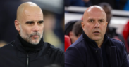 Collage photo of Manchester City's manager Pep Guardiola and Liverpool's manager Arne Slot PHOTO/Clubs Accounts