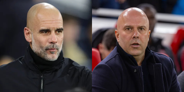 Collage photo of Manchester City's manager Pep Guardiola and Liverpool's manager Arne Slot PHOTO/Clubs Accounts
