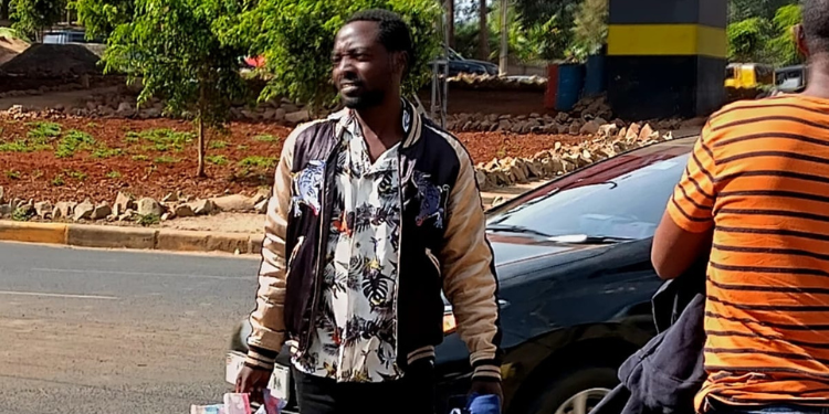 A picture of Duncan Kibet captured while trekking to Nairobi PHOTO/MKU/X