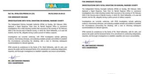IPOA has released a notice informing of the deployment of Rapid Response Team to investigate the fatal shooting of Ms Sheril AdhiamboPHOTO/IPOA/X
