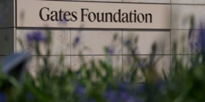 The image shows the nameplate for the Bill Gates Foundation PHOTO/File