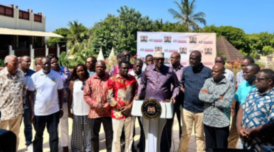 Council of Governors led by chairperson Ahmed Abdullah during a press briefing in Kilifi PHOTO/CoG/X