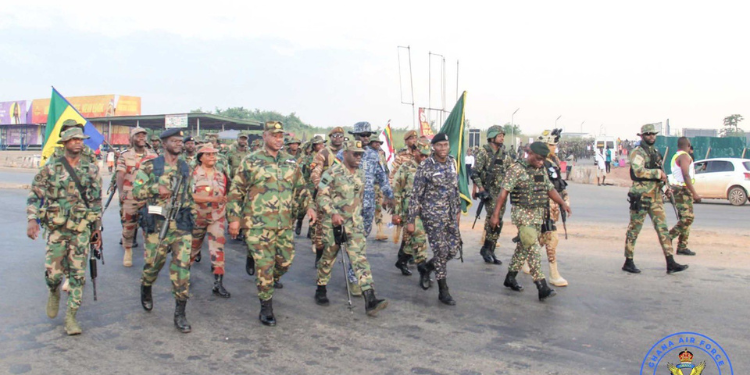 Ghana Armed Forces during a regional security service march PHOTO/Ghana Forces/X