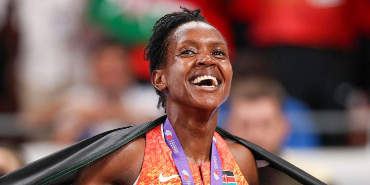 Faith Kipyegon during Olympics PHOTO/Kipyegon/X