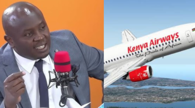 A photo collage of Mwenda Mabura and Kenya Airways plane. PHOTO/Courtesy.