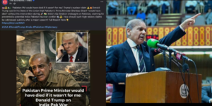 Collage photo of Pakistan's PM Shehbaz Sharif and the Economy Times AI generated quote PHOTO/File