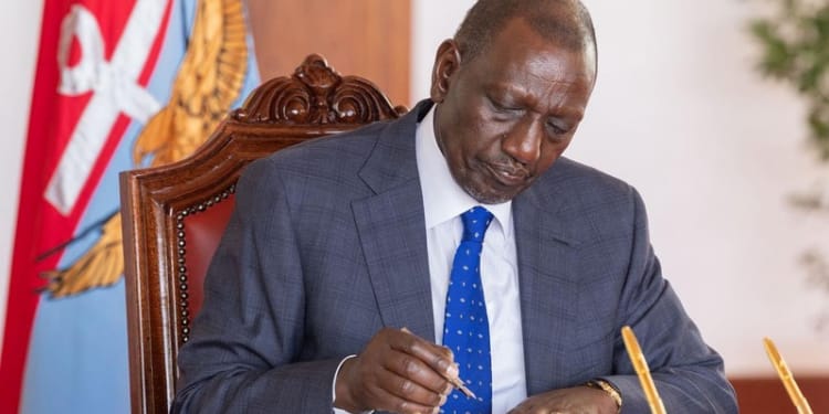 President William Ruto assentijg to the Births and Registration (Amendment) Bill (2024), the Pyrethrum Repeal Bill (2024), and the Social Work Professionals Bill (2023) on February 19, 2026. PHOTO/PCS.
