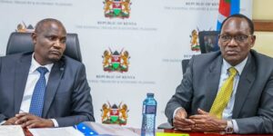 Treasury CS John Mbadi and PS Dr. Chris Kiptoo during a meeting with the visiting World Bank Managing Director and Chief Administrative Officer, Mr. Wencai Zhang on January 21, 2026. PHOTO/ Treasury X.