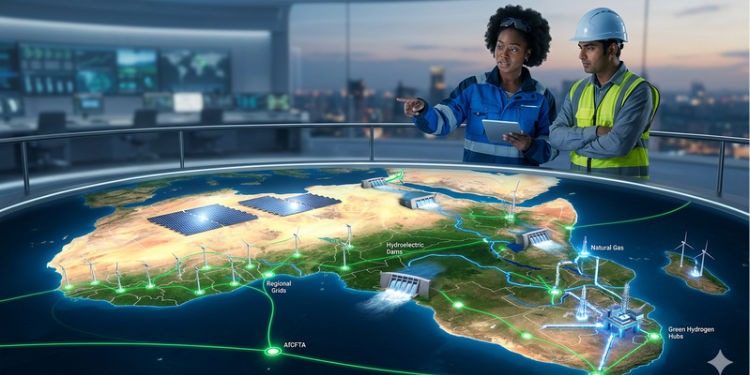 AI presentation of a male and female person standing next to a generated African map interconnecting. PHOTO/ File