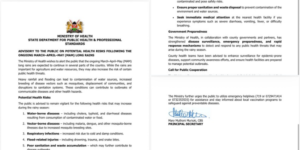 Public health advisory from the Ministry of Health PHOTO/MoH/X