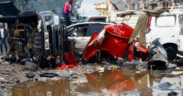 A photo of aftermath of Nairobi floods with Wreckage of vehicles swept away by raging waters transported to different destinations. PHOTO/BBC