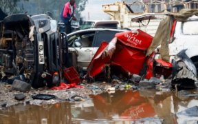 A photo of aftermath of Nairobi floods with Wreckage of vehicles swept away by raging waters transported to different destinations. PHOTO/BBC