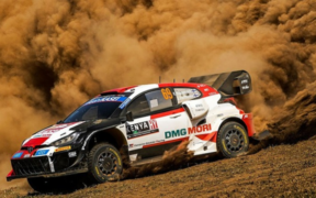 A WRC car cruises through the rally routes in a past WRC in kenya. PHOTO/ WRC