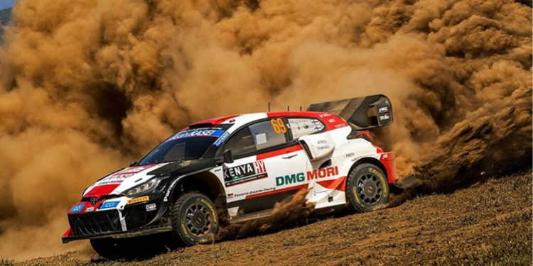 A WRC car cruises through the rally routes in a past WRC in kenya. PHOTO/ WRC
