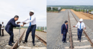 President William Ruto and a Chinese national as they Commission the upgrade and construction of SGR from Naivasha to Malaba at the proposed Narok Terminal. PHOTO/ PCS