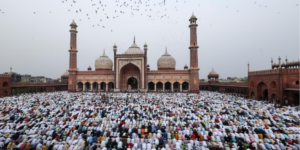 Muslims offer Eid al-Fitr prayers at a mosque to mark the end of the holy fasting month of Ramadan. PHOTO/ File 