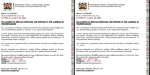 Press Statement from the Ministry of Foreign and Diaspora Affairs PHOTO/Ministry of Foreign Affairs