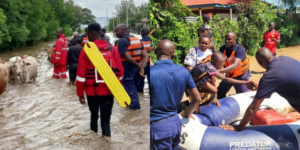 Kenya Red Cross leading in rescue and evacuation operations in Kisumu Nyando area after the river broke its banks PHOTO/Kenya Red Cross/X