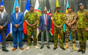 Senior officials from the security docket in Kenya led by security adviser Joseph Boinet pose for a photo in Haiti. PHOTO/ NPS