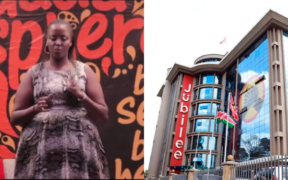 A photo collage of personal assistant of Edwin Sifuna Karen Mbugua and Emani Business Centre, which used to be Jubilee Party headquarters in Pangani owned by his late father Joseph Kiarie Mbugua. PHOTO/ File