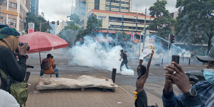 Anti-finance bill protests in Nairobi CBD in June 2024. PHOTO/ Edwin Hinda.