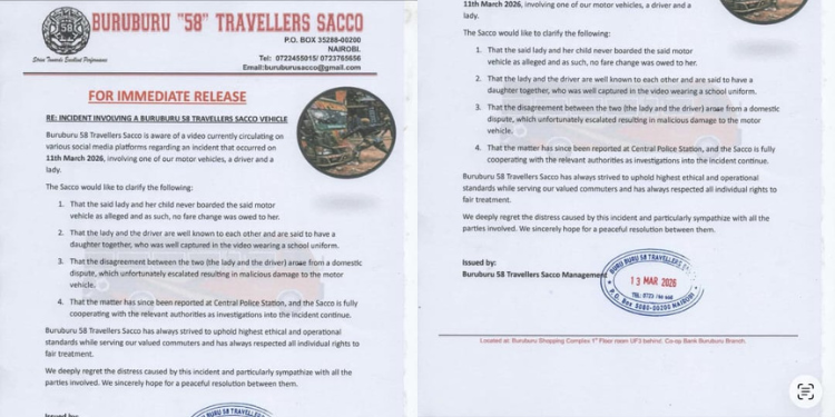 Buruburu 58 Travellers Sacco said it remains committed to maintaining operational and ethical standards while serving commuters across Nairobi.