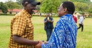 Siaya governor James Orengo giving president Ruto a warm welcome in Siaya