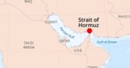 The strait of Hormuz on the world map