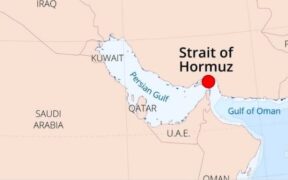 The strait of Hormuz on the world map