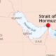 The strait of Hormuz on the world map