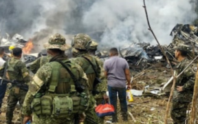 Colombian Air Force plane carrying 125 people crashed shortly after takeoff in the country’s southern Amazon region on Monday, March 23, 2026. PHOTO/ NDTV WORLD.