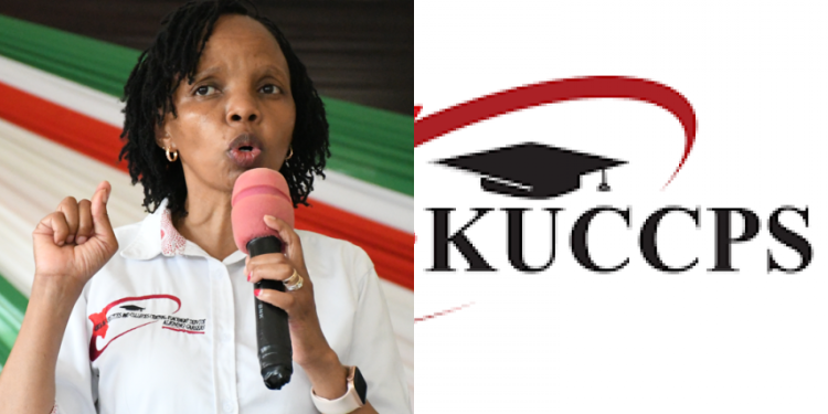 KUCCPS CEO Dr Agnes Wahome and the logo. PHOTO/ File